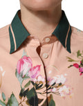 Pink Floral Cotton Button Front Shirt Top