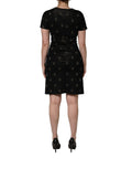 Black DG Crown Short-Sleeve Sheath Dress
