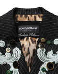 Black Stripe Double-Breasted Blazer Jacket
