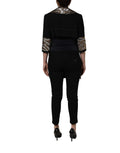 Black Single-Breasted Brocade Coat Jacket