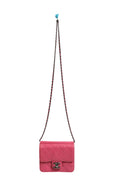 Pink Quilted Lambskin Leather Classic Square Mini Flap Bag