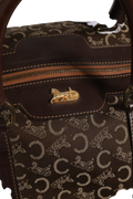 Dark brown and Gold logo duffel