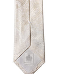 Off White Floral Silk Adjustable Men Tied Necktie Tie