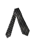Black White Stripes Silk Adjustable Women Necktie Tie