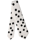 White Black Polka Dot Silk Adjustable Women Necktie Tie