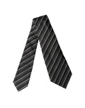 Black White Stripes Silk Adjustable Women Necktie Tie