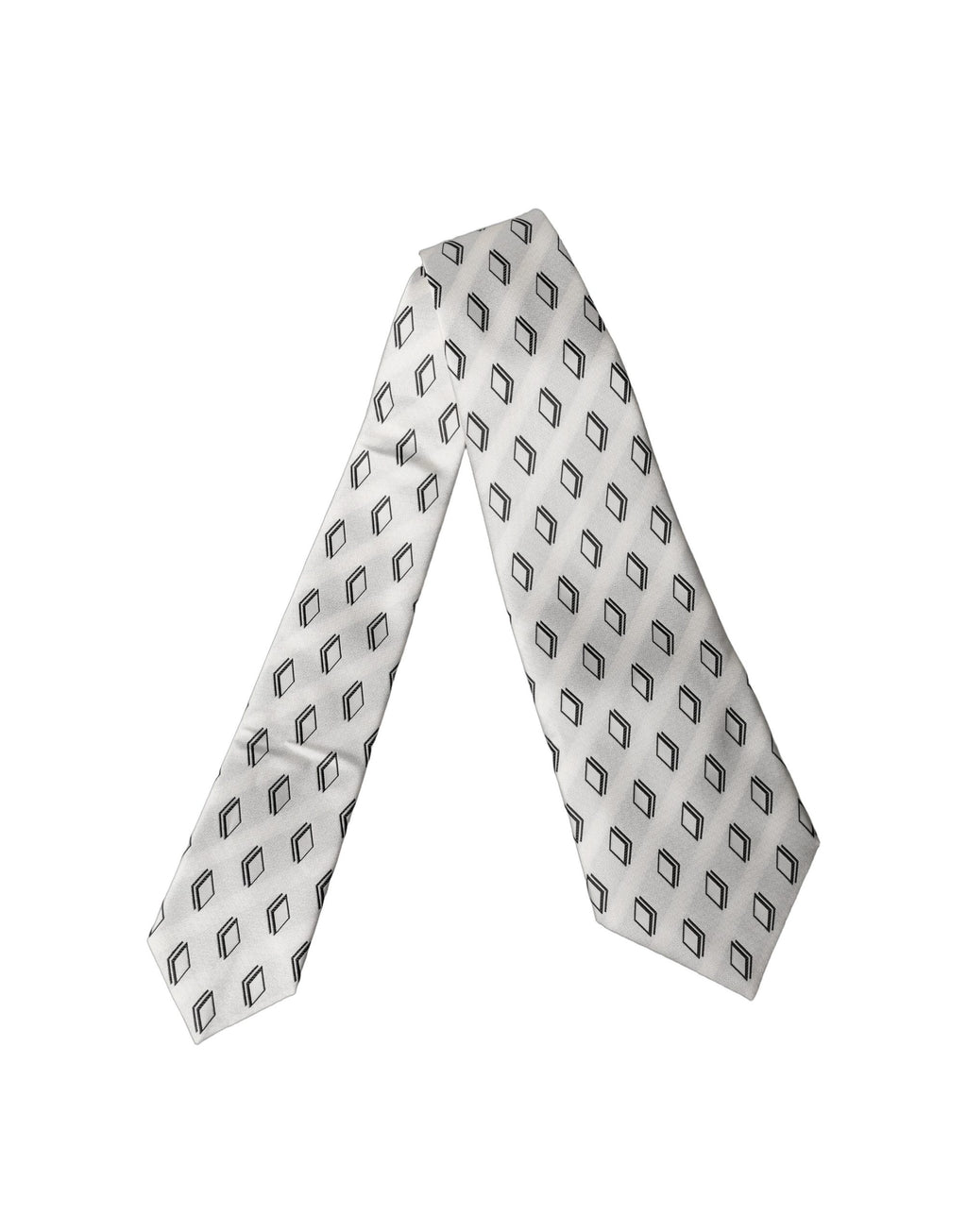 White Patterned Silk Adjustable Women Tied Necktie Tie