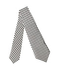 White Black Polka Dot Silk Adjustable Women Necktie Tie
