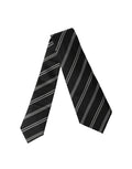 Black White Stripes Silk Adjustable Women Necktie Tie