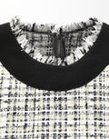 Black White Tweed Sheath A-line Midi Dress