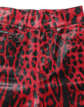 Red Leopard Skinny High Waist Denim Jeans