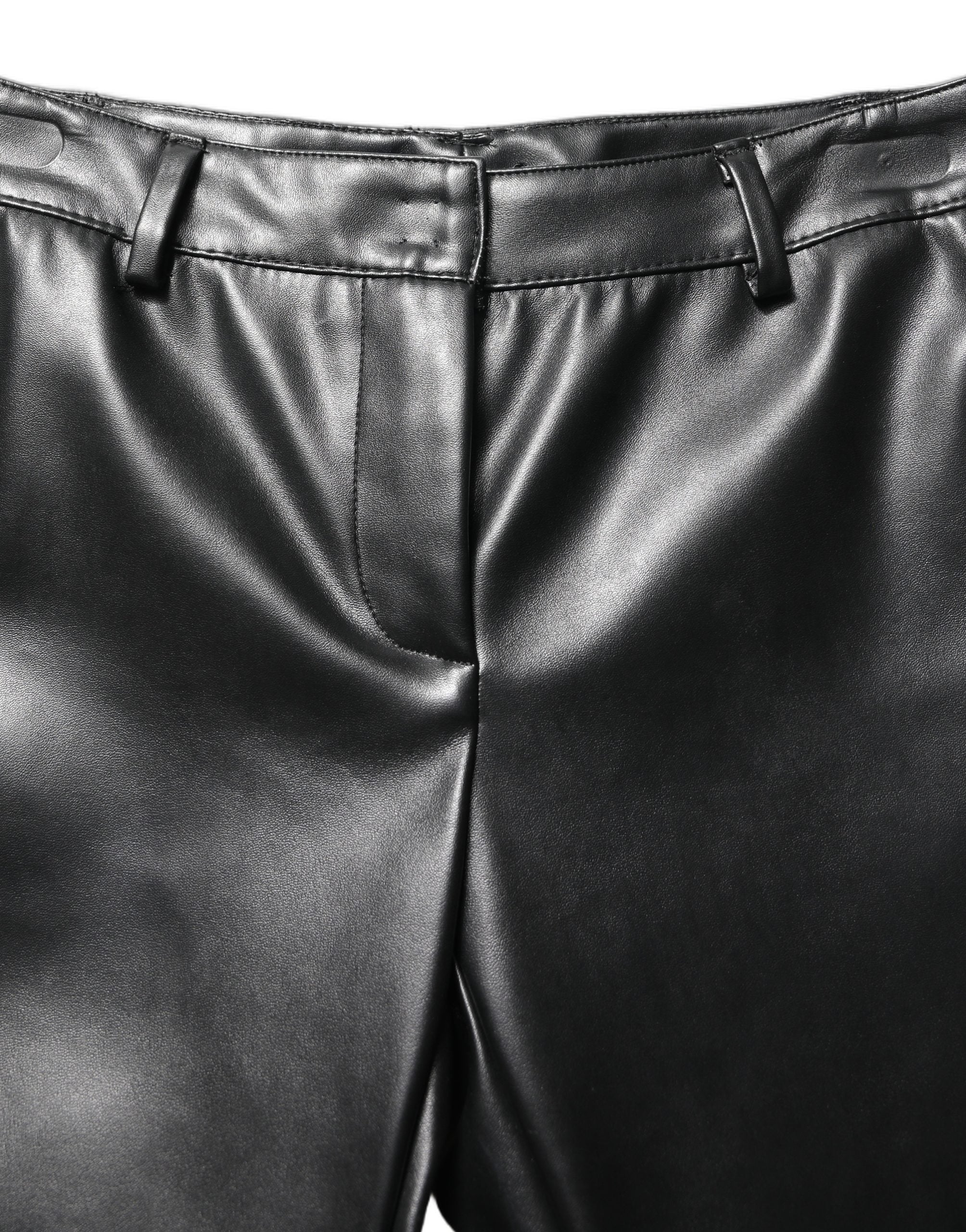 Black PU Leather High Waisted Trouser Pants