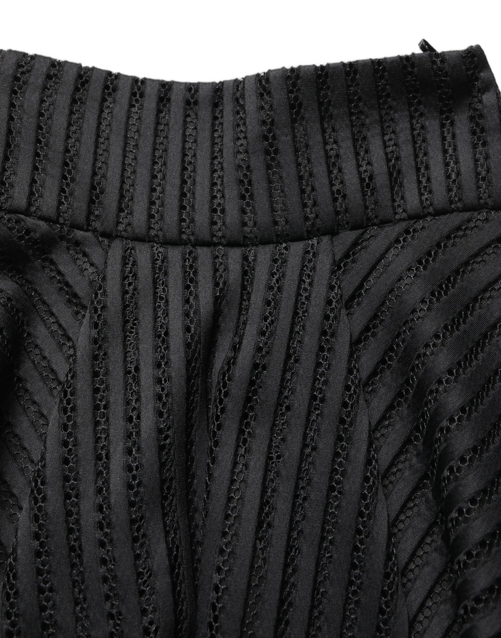 Cotton Striped Flared Silhouette Aline Midi Black