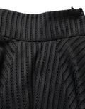 Cotton Striped Flared Silhouette Aline Midi Black