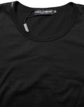 Black Cotton Round Neck Short Sleeves T-Shirt