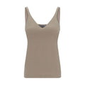 Beige Cotton Sleeveles T-Shirt