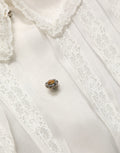 White Ruffled Sheer Silk Buttoned Blouse Top