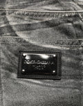 Grey Washed Mid Waist Straight Denim Jeans