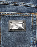 Dark Blue Washed Mid Waist Straight Men Denim Jeans