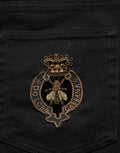 Black Heraldic Embroidered Skinny Denim Jeans