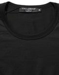 Black Cotton Round Neck Short Sleeve T-shirt