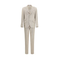 Beige Silk Two-Piece Suit