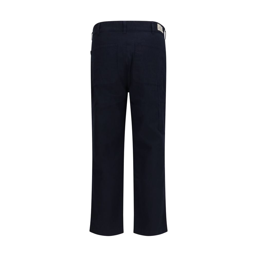 Blue Cotton Casual Pants