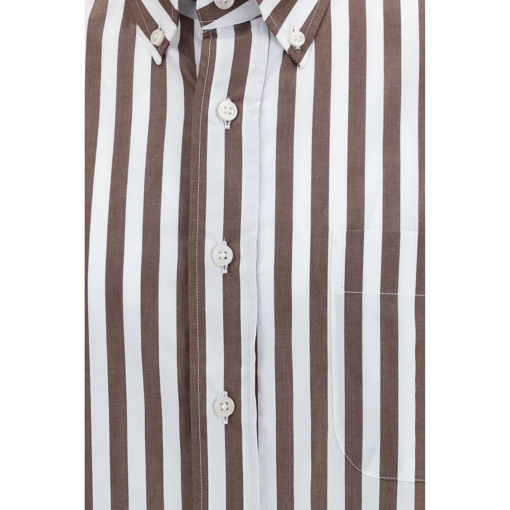 Brown Cotton Pattern Shirt
