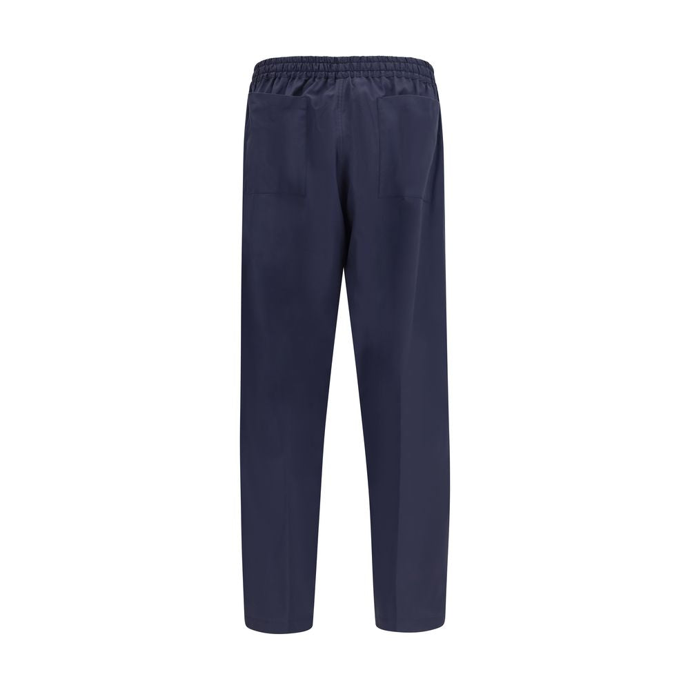 Blue Cotton Casual Pants