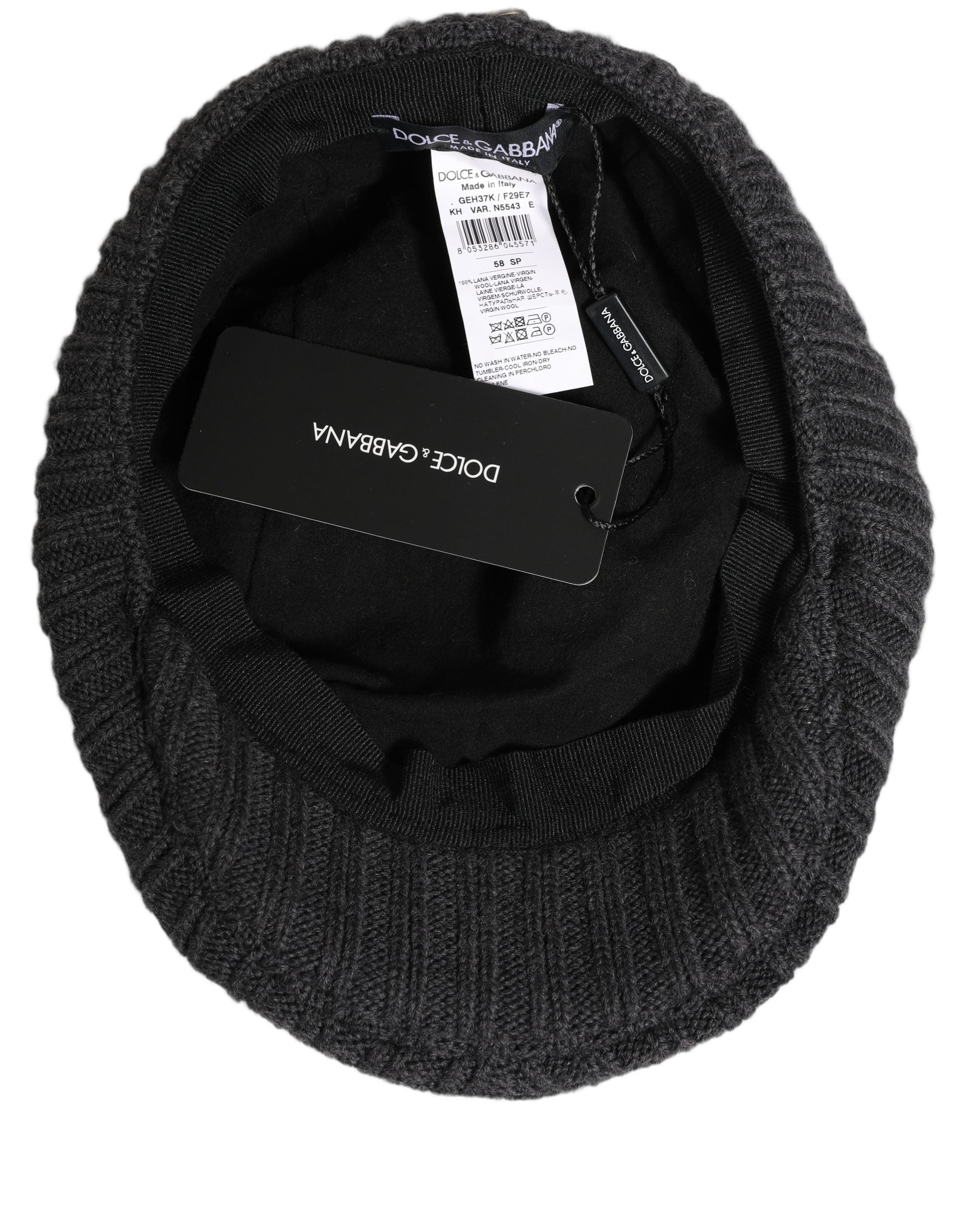 Men Dark Gray Wool Knitted Newsboy Capello Hat