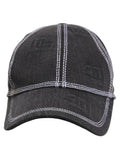 Men Black Cotton 6 Panel Baseball Capello Hat