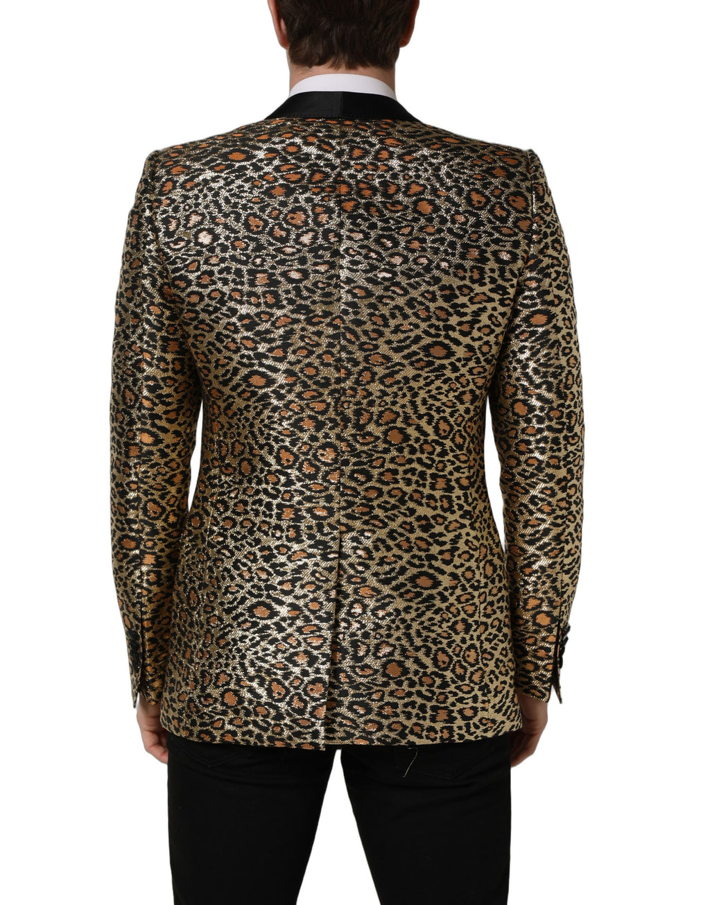 Gold Leopard Single Breasted Men Coat Jacket