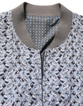 Light Blue Cotton Car Print Bomber Jacket