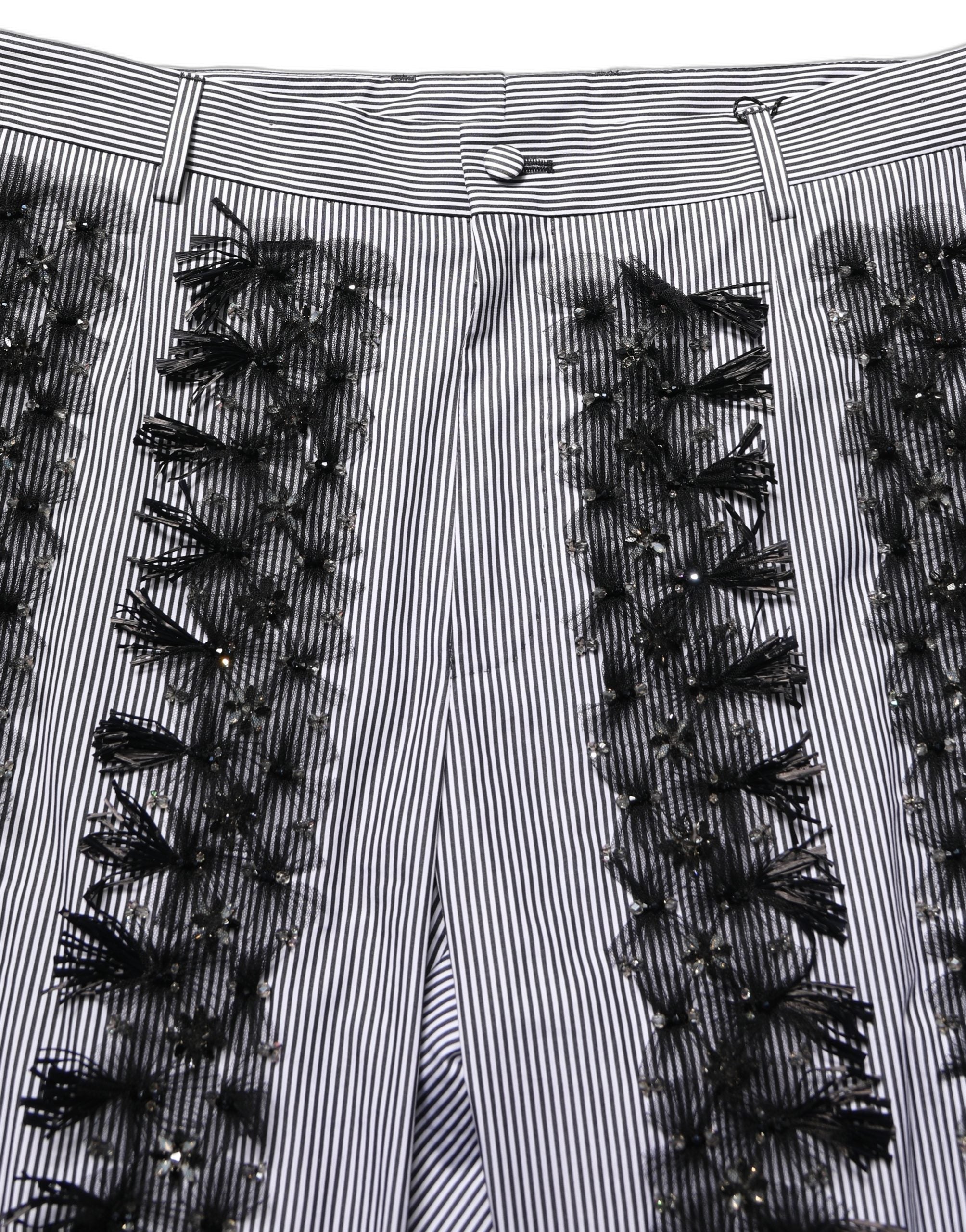 BlackGray Pinstripe Embellished Trouser Pants