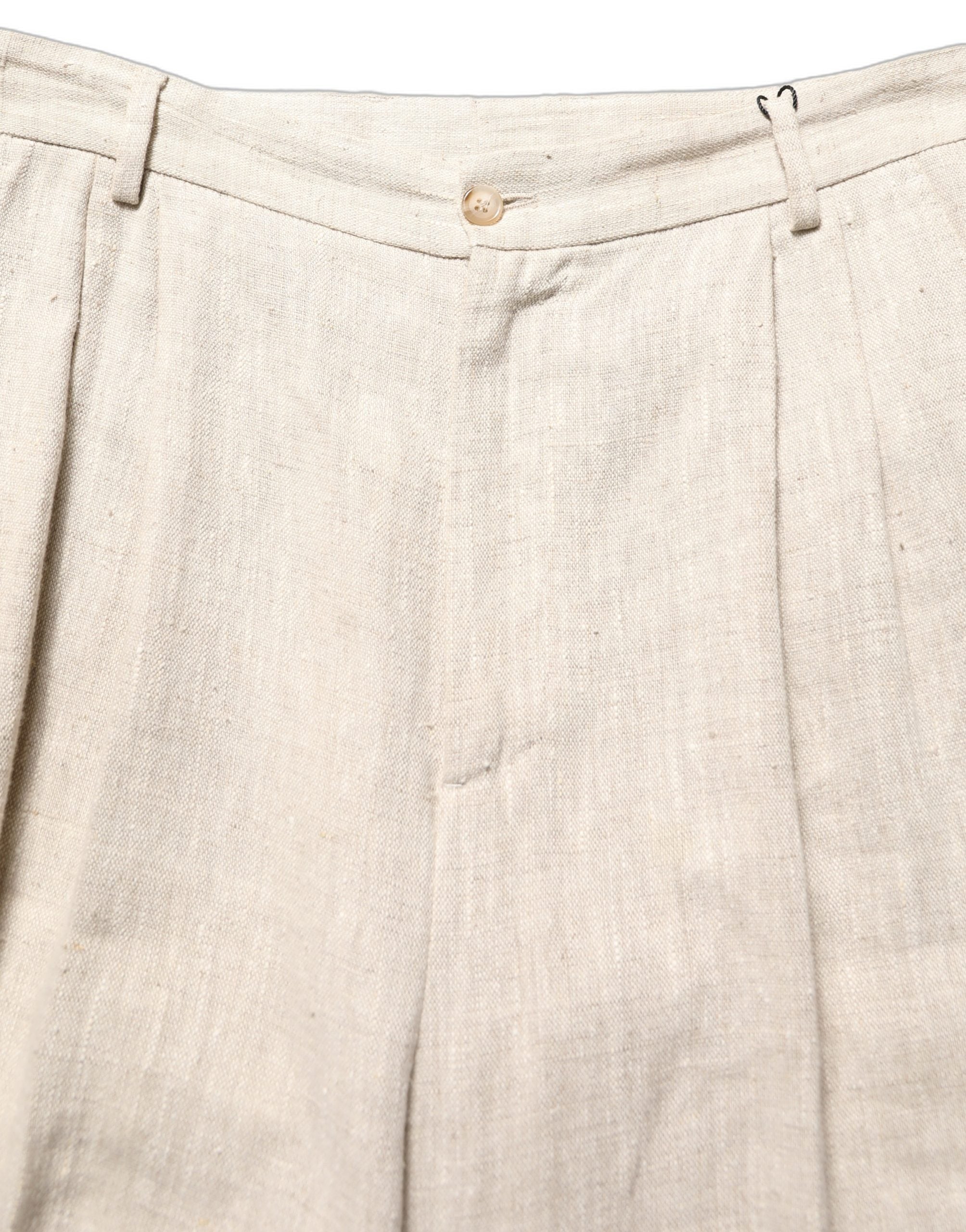 Beige Linen Tapered Men Dress Trouser Pants
