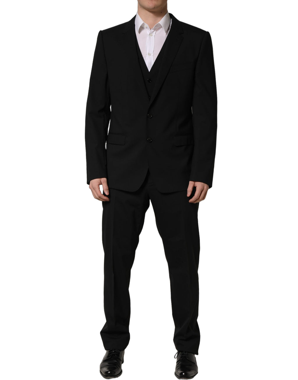 Black Wool Slim Fit Formal 3 Piece Men Suit