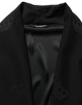 Black 100% Silk Robe Men Wrap Coat Jacket