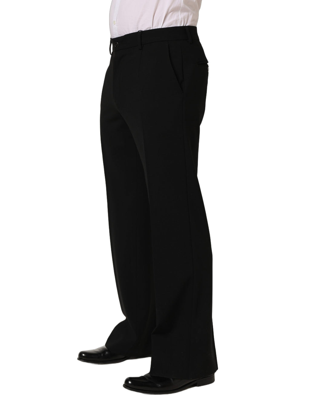Black Wool Straight Men Dress Trouser Pants