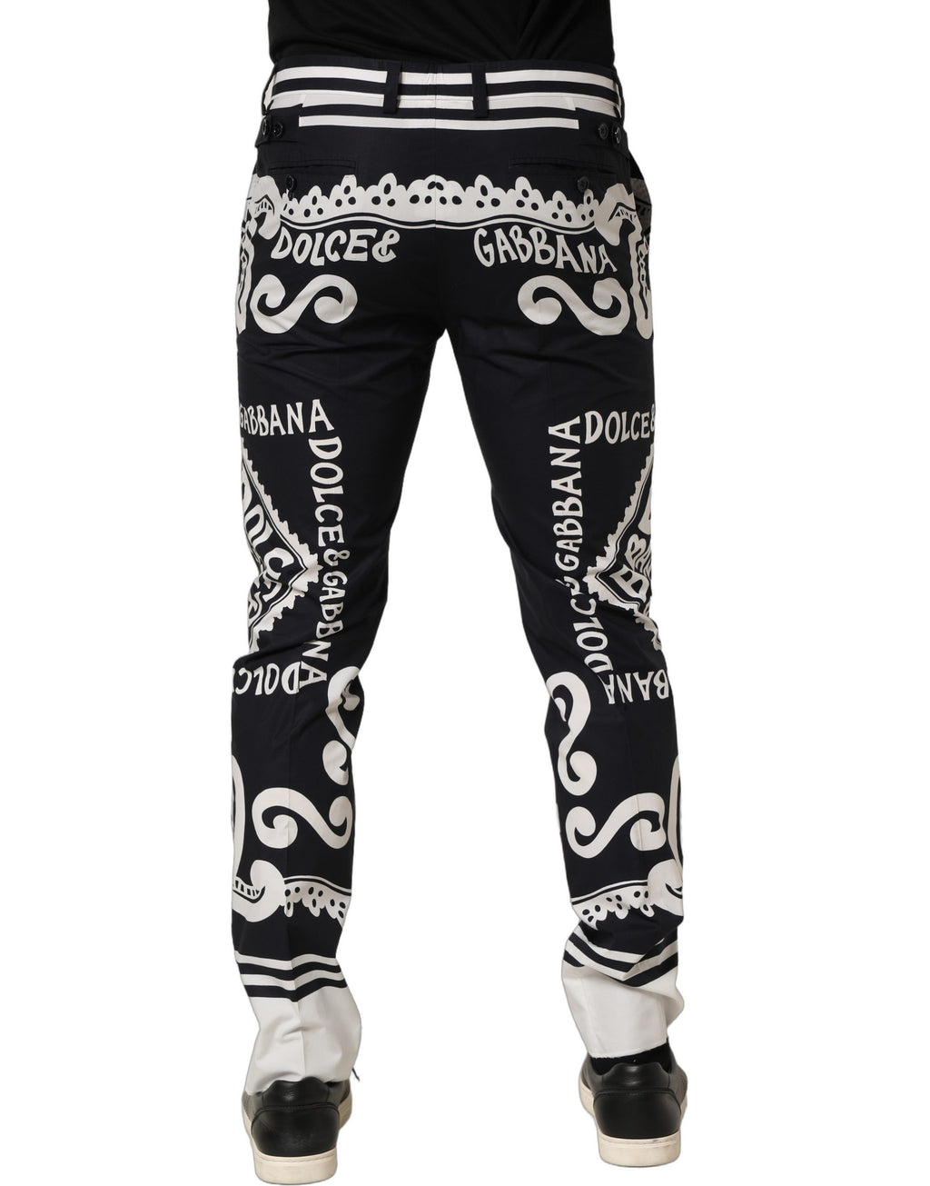 Black Cotton Poplin MarinaPrint Trouser Pants