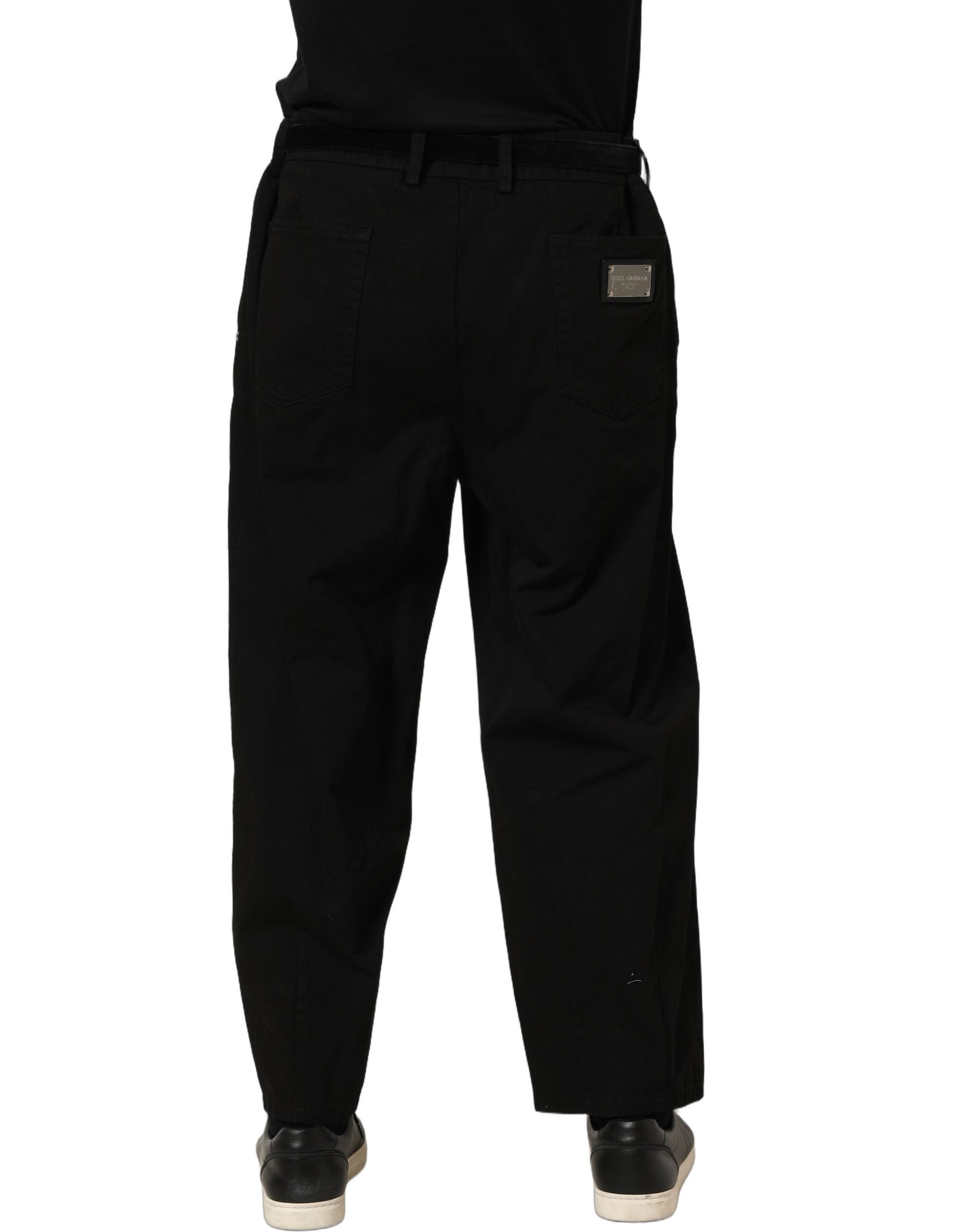 Black Mid Waist Straight Men Trouser Pants
