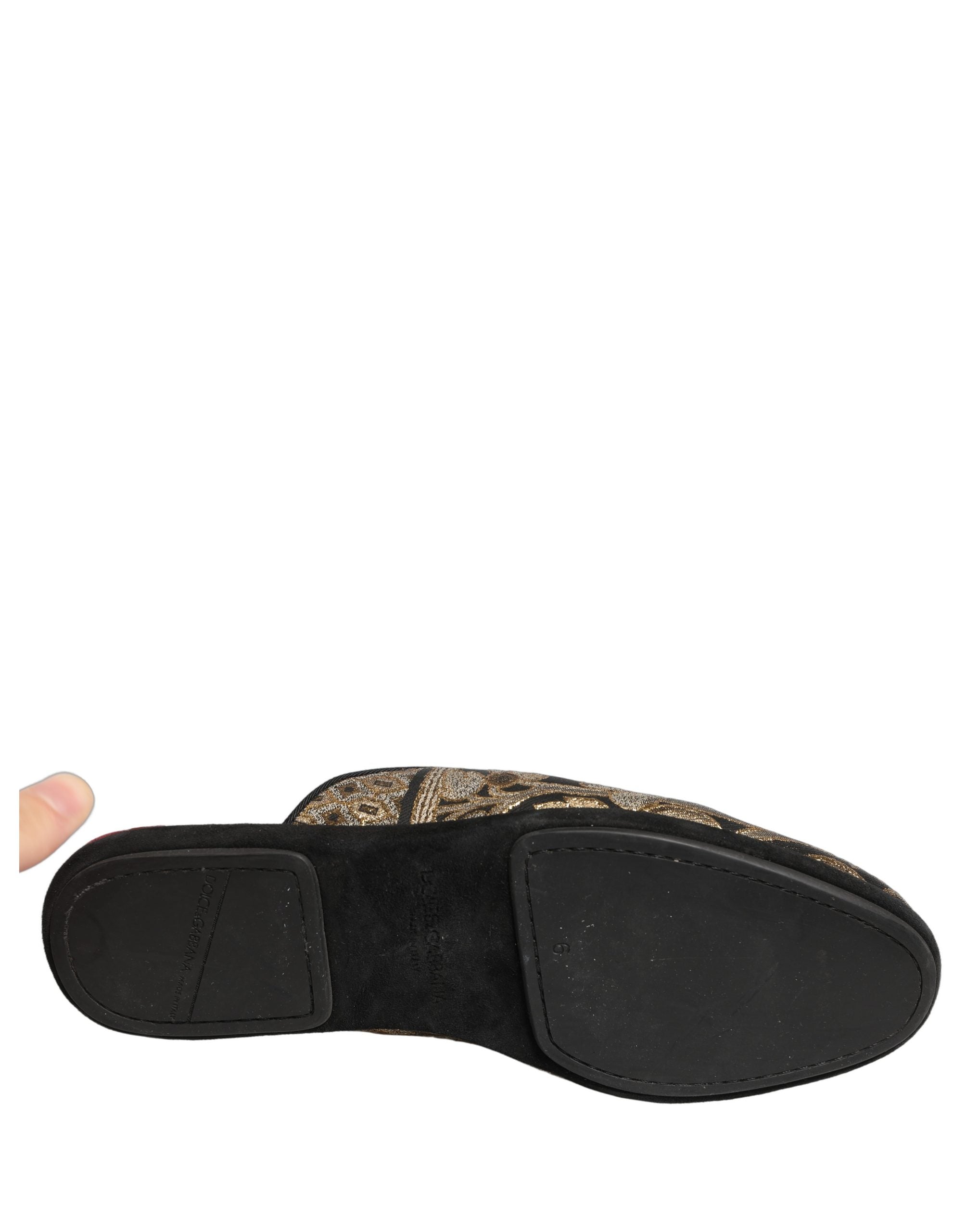Black Floral Jacquard Flats Sandals Men Shoes