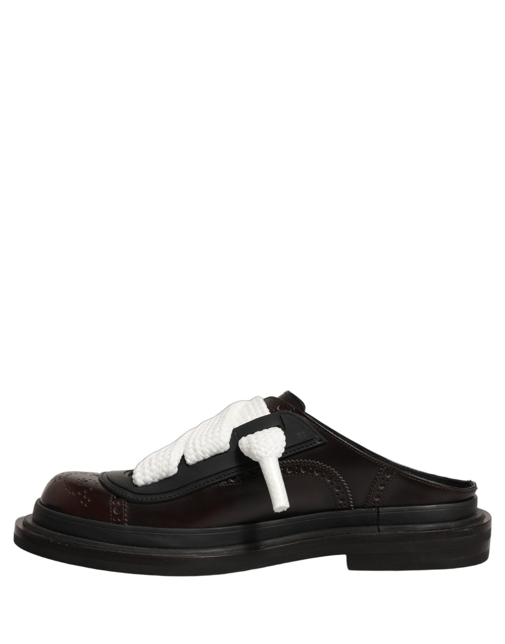 Brown Leather Slip On Flat Sandals Men Shoes
