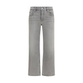 Gray Cotton Straight-Leg Jeans