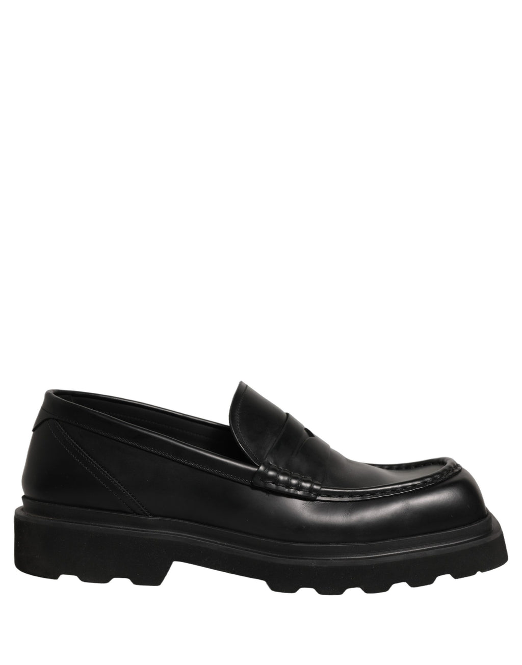Black Calfskin Leather Men Dress Loafer Shoes
