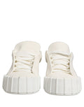 White Leather Low Top Lace Up Sneakers Shoes