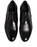 Black Leather Lace Up Derby Dress Shoes
