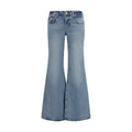 Blue Cotton Flared Jeans