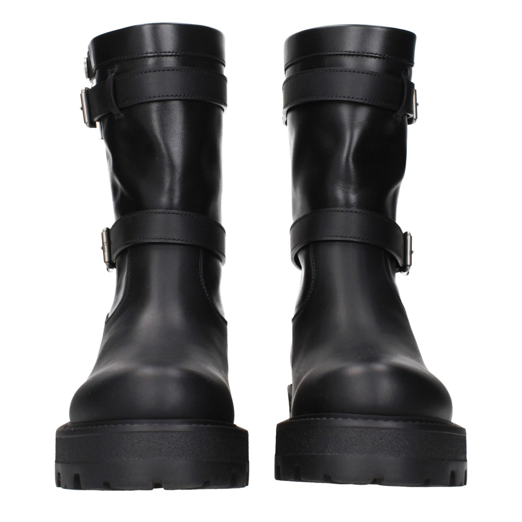 Black Leather Ankle Boots