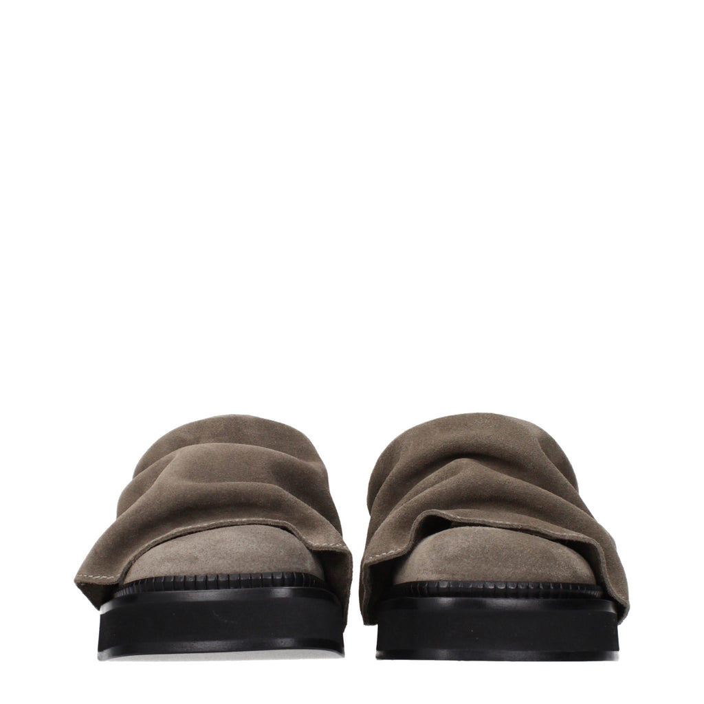 Gray Leather Slippers