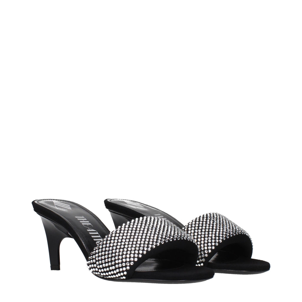 Black Fabric Stiletto Heel Sandals